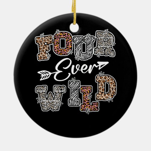 4回のワイルド4歳の誕生日4歳のサファリループ セラミックオーナメント (裏面)