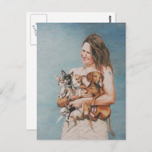 4回の救助犬の絵はがき ポストカード (正面/裏面)