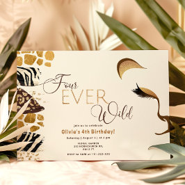 4回の野生のサファリライオン4歳の誕生日 招待状