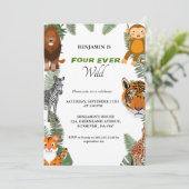 4回の野生のサファリ4歳の誕生日パーティー 招待状 (スタンド正面)