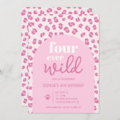 4回の野生の女の子4th誕生日パーティの招待状 招待状 (正面/裏面)