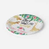 4回の野生の恐竜の女の子4歳の誕生日 ペーパープレート (アングル)