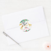 4回の野生の恐竜の女の子4歳の誕生日 ラウンドシール (封筒)