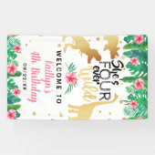 4回の野生の恐竜の女の子4th誕生日へようこそ 横断幕 (横)