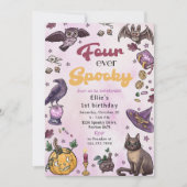 4回も不気味う可愛いハロウィーン4歳の誕生日 招待状 (正面)