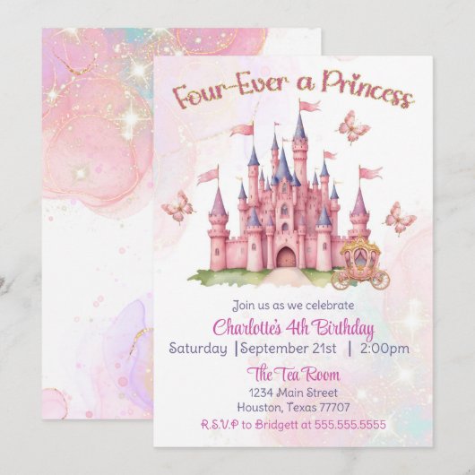 4回プリンセス4歳 招待状 (正面/裏面)