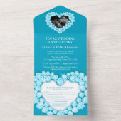 4回目の結婚記念日　トパーズ　青い写真 オールインワン招待状 (内側)