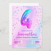 4回目の誕生日パーティーへの招待 招待状 (正面/裏面)