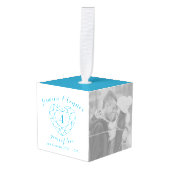 4回記結婚念写真カスタムトパズ キューブオーナメント (正面アングル)