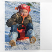 4大きな写真ウィンドウ雪の結晶オーバーレイクリスマス 三つ折りクリスマスカード (内部最初)