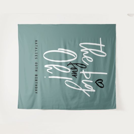 4大王！40歳のパーティーティール（緑がかった色） タペストリー (正面(横))