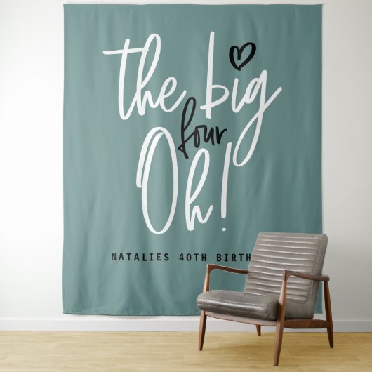 4大王！40歳のパーティーティール（緑がかった色） タペストリー (インサイチュ)