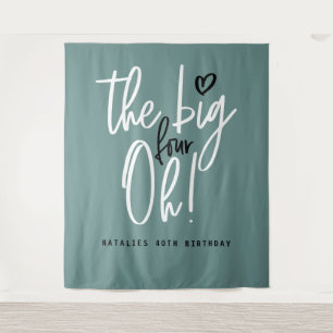 4大王！40歳のパーティーティール（緑がかった色） タペストリー