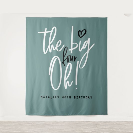 4大王！40歳のパーティーティール（緑がかった色） タペストリー (正面)