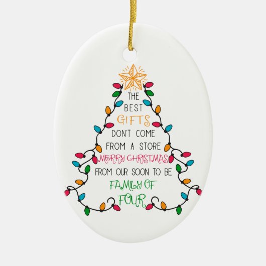 4妊娠告知のクリスマスツリー家族 セラミックオーナメント (正面)
