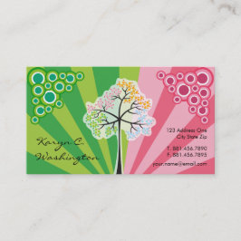 4季節のカラフルで点々のあるな木のモダンの自然 名刺