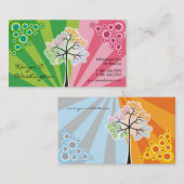 4季節のカラフルで点々のあるな木のモダンの自然 名刺 (正面/裏面)