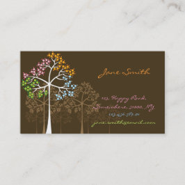 4季節のカラフルで点々のあるな木のモダンの自然 名刺