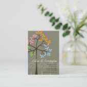 4季節のカラフルで点々のあるな木のモダンの自然 名刺 (スタンド正面)