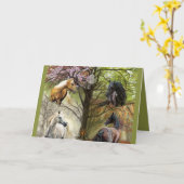 4季節の馬はメッセージカードを消します カード (黄色い花)