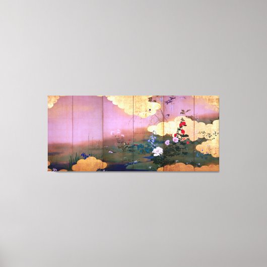 4季節のShibata Zeshinの花そして鳥 キャンバスプリント (正面)