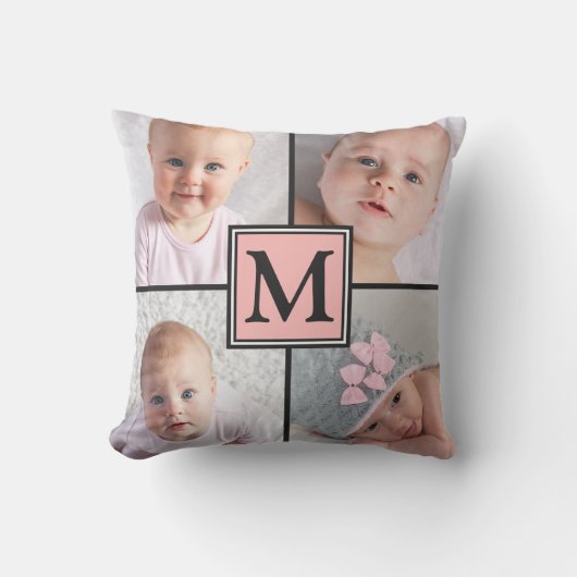4孫のフォトコラージュパーソナライズされた クッション (正面)