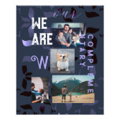 4家族の写真と引用文ネイビーブルー葉のパターン フォトプリント            (正面)