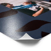 4家族の写真と引用文ネイビーブルー葉のパターン フォトプリント            (角)