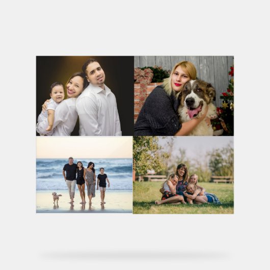 4家族の写真コラージュを作成 アクリルサイン (正面)