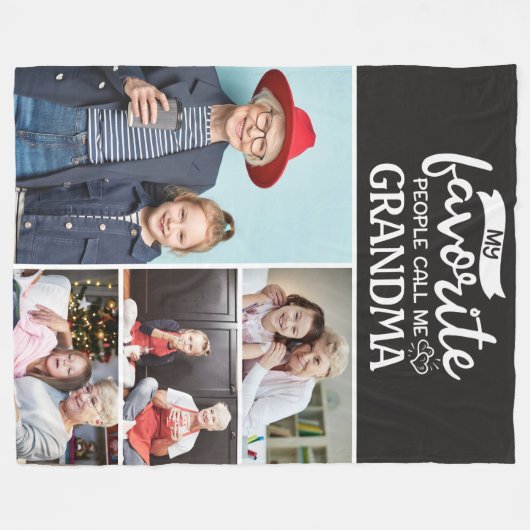 4家族の写真コラージュ – 私のお気に入りの人々は私を呼ぶ フリースブランケット (正面(横))