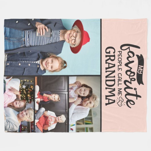 4家族の写真コラージュ – 私のお気に入りの人々は私を呼ぶ フリースブランケット (正面(横))