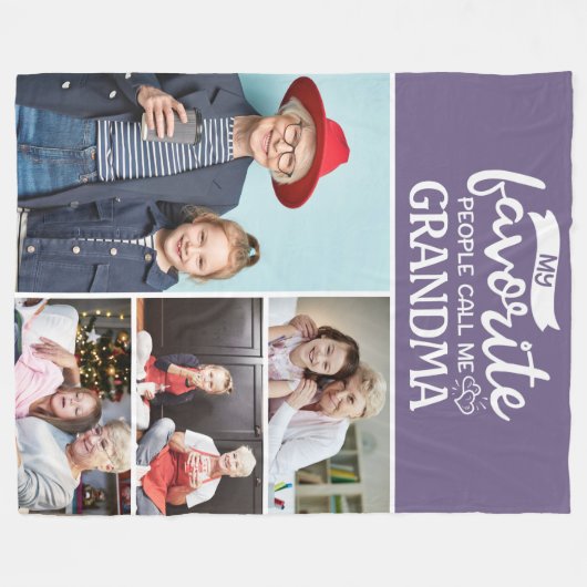 4家族の写真コラージュ – 私のお気に入りの人々は私を呼ぶ フリースブランケット (正面(横))