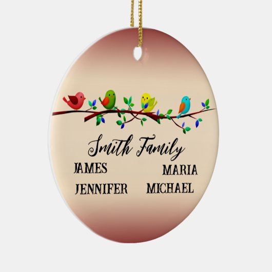 4家族の名前パーソナライズされたクリスマスバード セラミックオーナメント (右)