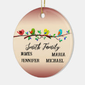 4家族の名前パーソナライズされたクリスマスバード セラミックオーナメント (左)