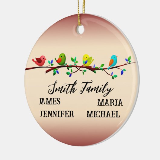 4家族の名前パーソナライズされたクリスマスバード セラミックオーナメント (左)