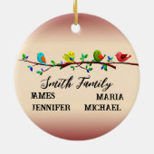 4家族の名前パーソナライズされたクリスマスバード セラミックオーナメント (裏面)