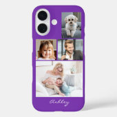 4家族または友人の写真、紫のスクリプト名 Case-Mate iPhoneケース (裏面)