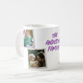 4家族パーソナライズされた写真コラージュと文字 コーヒーマグカップ (正面左)