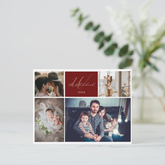 4家族モダン写真モノグラム シーズンポストカード (スタンド正面)