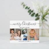 4家族写モダン真コラージュメリークリスマス シーズンポストカード (スタンド正面)
