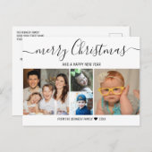 4家族写モダン真コラージュメリークリスマス シーズンポストカード (正面/裏面)