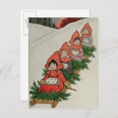 4小さな女の子オンそりで ポストカード (正面/裏面)