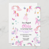 4常に魔法、ユニコーン誕生日、虹 招待状 (正面/裏面)
