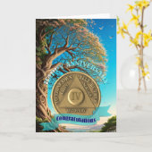 4年オウム記念日コインツリー・オブ・ライフ カード (黄色い花)