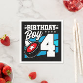 4年オールドホッケーパーティーテーマ4th誕生日ボーイ スタンダードカクテルナプキン (インサイチュ)