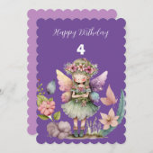4年ハッピーバースデー妖精フローラリース 招待状 (正面/裏面)