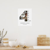 4年一緒の写真コラージュ 結婚記念日 ポスター (キッチン)