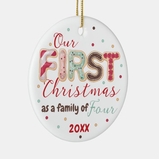 4年初めてのクリスマスベビー初の私たちの家族 セラミックオーナメント (右)