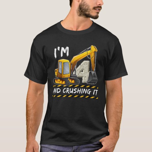4年旧車建築掘削機4Th Bir Tシャツ (正面)