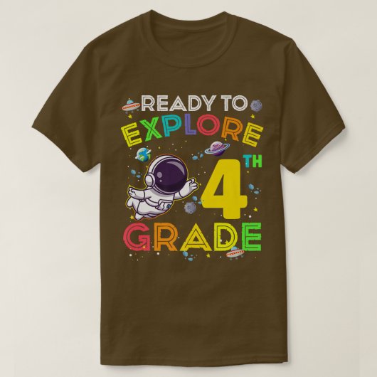 4年生かわいい宇宙飛行士キッズボーイズを再現する準備ができて Tシャツ (デザイン正面)